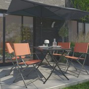 Set tavolo e sedie Emys NATERIAL in acciaio arancione per 4 persone