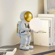 Lampada da tavolo Lindby Astronaut, bianco/oro, ceramica, vetro