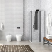 Kamalu - Box doccia finitura nera 70x70cm battente e fisso | KPX2800N