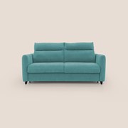 Peonia divano letto scandinavo con materasso H18 cm e morbido e alto schienale in tessuto Bouclé impermeabile T07 azzurro