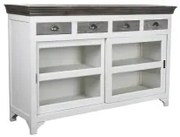 Credenza DKD Home Decor 165 x 45,7 x 105,4 cm Cristallo Grigio Bianco Marrone scuro Legno di mango