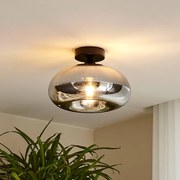 Plafoniera soffitto Zehra Lindby, dimmerabile, Nero, Corridoio, Vetro, Moderno, Plafoniera