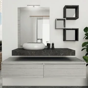 Mobile Bagno Sospeso 160 Cm Due Cassetti Specchio Con Illuminazione Led Esseci Arredo Bagno "Procida"