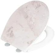 Copriwater Sedile WC Premium Marble bianco  ovale dedicato per serie sanitari WENKO con chiusura rallentata sganciabile in duroplast bianco/marmo
