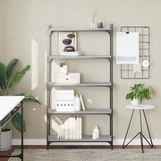 Libreria 5 ripiani grigio sonoma 80x30x154cm legno multistrato