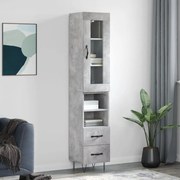 Credenza grigio cemento 34,5x34x180 cm in legno multistrato