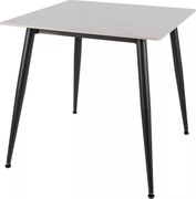 Tavolo Rion 80 in ceramica bianca lucida e metallo nero – 80x80x76 cm