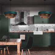 Maco Design Lampada a sospensione Triniti, verde/beige/rame, Ø 60 cm, tessuto