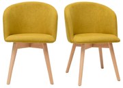 Sedie scandinave in tessuto effetto velluto giallo senape e legno massello di faggio (set di 2) VANITY