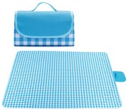 Coperta da picnic con motivo a scacchi blu-bianco 200 x 145 cm