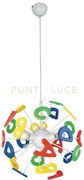 Lampadario a sospensione letterine colorate 3 luci attacco e14 41x4...
