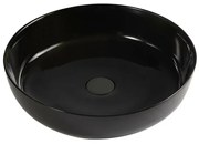 Lavabo da appoggio tondo 33 cm nero lucido in ceramica Zelos