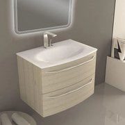 Mobile sottolavabo e lavabo Lyla per vasca centrale rovere sbiancato L 75 x H 55 x P 51 cm