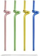 Set 4 cannucce colorate vetro 21 cm con scovolino
