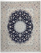 Nain Tappeto 210 x 260 Blu (Iran) Annodato A Mano