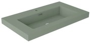 Lavabo da incasso con bordo a vista d'appoggio rettangolare vasca centrale Nantes L 81 x H 6 x P 46 cm in resina verde muschio