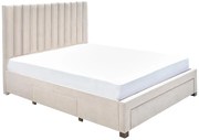 Letto con 3 cassetti 140 x 200 cm Tessuto Beige - LIAKO