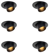 Set di 6 faretti da incasso neri GU10 35mm rotondi inclinabili - Installa