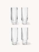 Set di 4 bicchieri da long drink in vetro soffiato millerighe Ripple