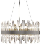 Lampadario Sospensione Contemp Zenna Metallo Cristallo Nichel Satinato 14 Led G9