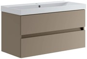 Mobile sottolavabo e lavabo Kora per vasca centrale laccato opaco nocciola L 99.5 x H 50 x P 45.5 cm 2 cassetti