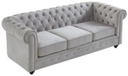 Divano CHESTERFIELD 3 posti in velluto Grigio