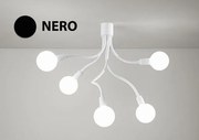 Lampadario a soffitto bulbo cinque luci 6680 n nero