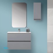 Mobile Bagno Sospeso "Pastello" Da 90 Cm Composto Da Due Cassetti Finitura Grigio Medio