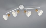 Latika barra 4 spots metallo bianco ed effetto legno l. 71cm attacc...