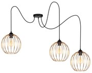 Lampadario a sospensione con filo MATT 3xE27/60W/230V ragno nero/rame