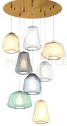 Sospensione ottone sat. 8 luci tonda vetri (alpha ve + am) (beta tr...