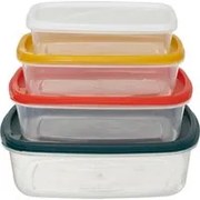 Set 4 contenitori rettangolari con coperchi colorati