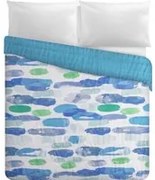 Trapuntino matrimoniale 250x260 cm pennellate azzurre