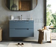 Mobile bagno sky blue 80x45 Mango due cassetti maniglia incassata con lavabo in ceramica lucida