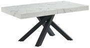 Tavolo da pranzo allungabile da 6 a 10 coperti in MDF e Metallo Effetto marmo Bianco e Nero - CATONAV
