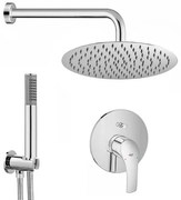 Set doccia tondo Eurosmart braccio 40 cm + soffione 25 cm + kit doccia + miscelatore
