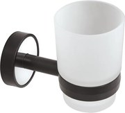 Kamalu - Portaspazzolini a muro con dettagli in abs nero e bicchiere in vetro | NICO-N
