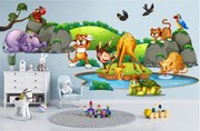 Bellissimo adesivo colorato per la cameretta dei bambini - safari 80 x 160 cm