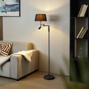 Lampada da terra nera con paralume nero e lampada da lettura regolabile - Ladas