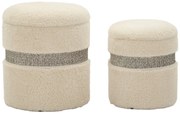 Puff C/Contenitore Saint-Moritz Crema Set 2 Pz Ø 40X47-32X38
