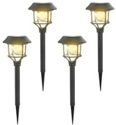 Lampioncino segnapassi Led Sandogasa 0,2W Nero con pannello solare IP44 Bianco caldo 3000K con sensore crepuscolare confezione 4pz Aigostar