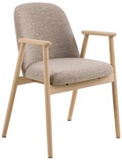 RODERIC Beige Latte (tessuto Monza 60)/ telaio rovere sbiancato oliato - SEDIA IN LEGNO BOUCLÉ PER SALA DA PRANZO CUCINA RETRO