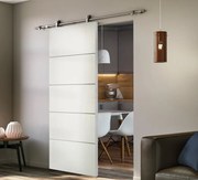 Porta scorrevole Fourlines in mdf bianco, L 93 x H 212 cm, con binario Toledo Reversibile