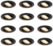 Set di 12 faretti da incasso neri GU10 da 35mm - Edu
