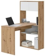 Scrivania Libreria Moderna Doppia Configurazione Reversibile Bianco E Rovere