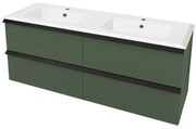 Mobile sottolavabo e lavabo Rodi per doppia vasca verde opaco L 140 x H 57 x P 46 cm