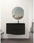 Mobile bagno sospeso con lavabo nero opaco plissè per vasca a destra Vague