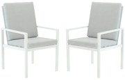 Sedia da giardino con cuscino bianco e braccioli Athena NATERIAL struttura in alluminio, seduta in alluminio bianco, set da 2 pezzi