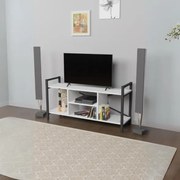 Mobile Porta TV Stile Industrial 120x35x60 Con Vani A Giorno Cult Bianco