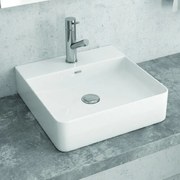 Kamalu - Lavabo da appoggio quadrato 42cm in ceramica bianca |Litos-0007